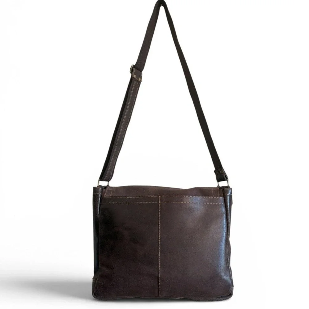Columbia Made Men's Brown Leather Messenger Bag Laptop Crossbody Work Briefcase